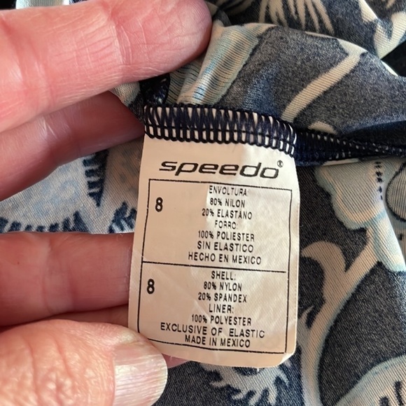 Speedo Blue Floral Print Racerback One Piece Swimsuit - Picture 5 of 5